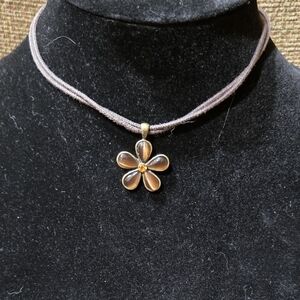 Maurices Gold and Brown Flower Pendant Necklace